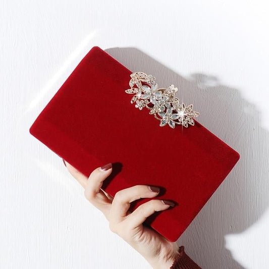 Rhinestone Evening Bag Exquisite Flower Lock Clutch