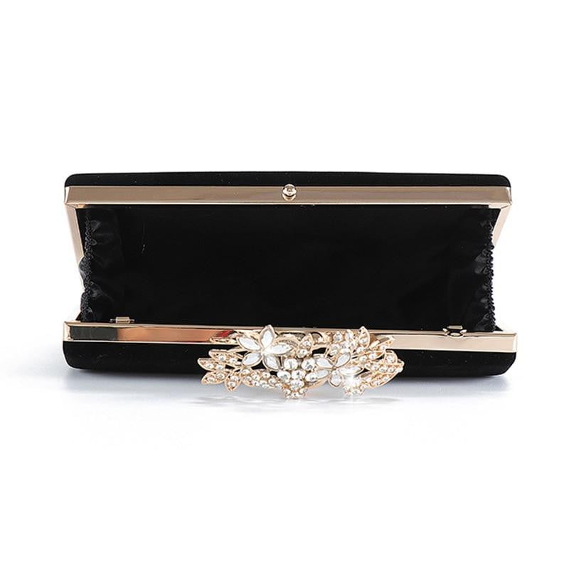 Rhinestone Evening Bag Exquisite Flower Lock Clutch