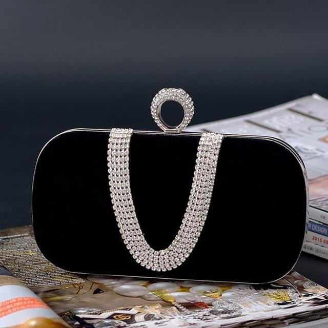 Rhinestone Evening Bag Flower Wedding Clutch