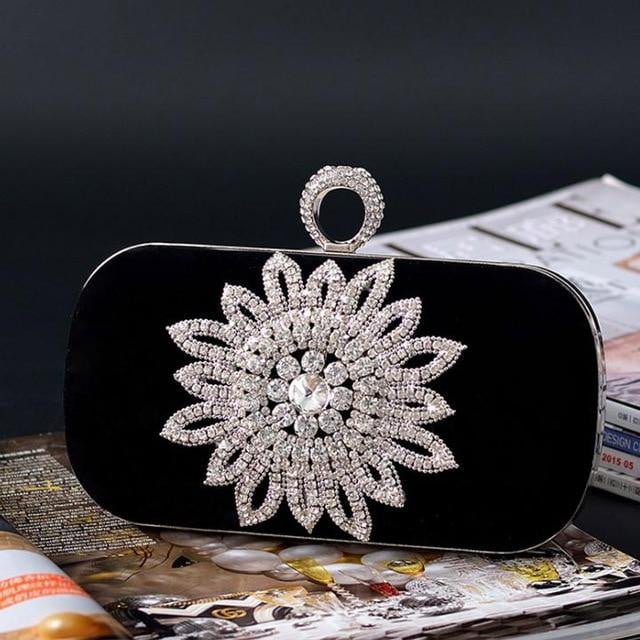 Rhinestone Evening Bag Flower Wedding Clutch