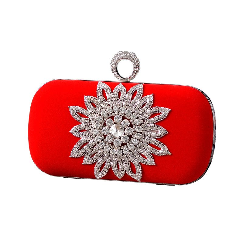 Rhinestone Evening Bag Flower Wedding Clutch
