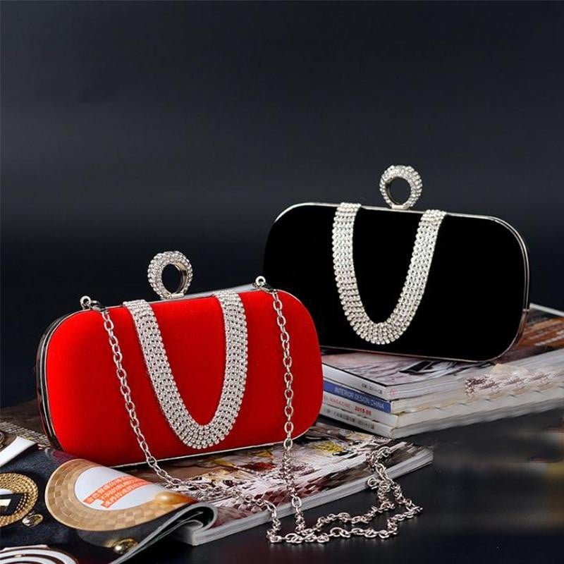 Rhinestone Evening Bag Flower Wedding Clutch