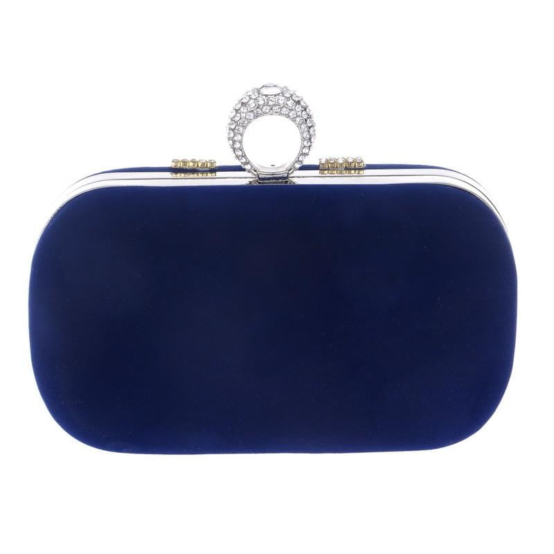 Rhinestone Evening Bag Suede Velvet Ring Clutch