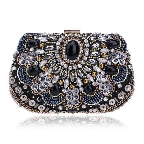 Rhinestone Evening Bags Black Diamond Beaded Clutches