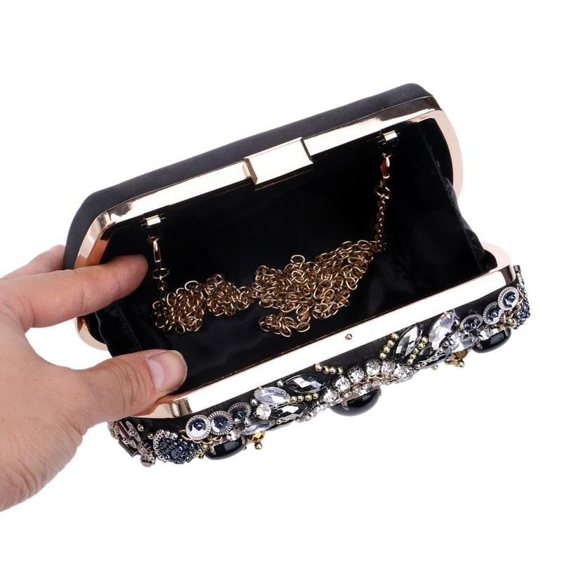 Rhinestone Evening Bags Black Diamond Beaded Clutches