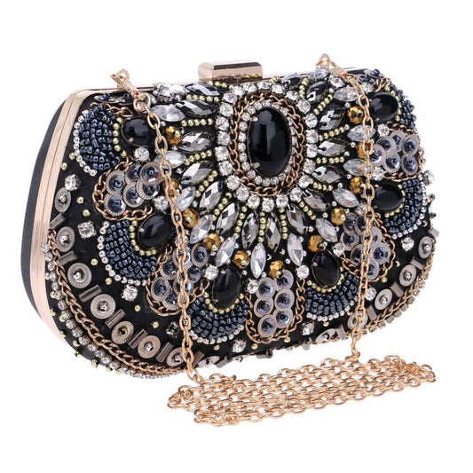 Rhinestone Evening Bags Black Diamond Beaded Clutches