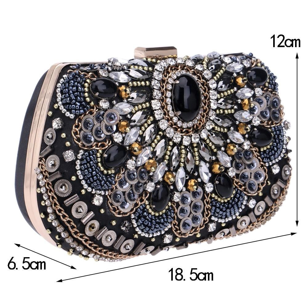 Rhinestone Evening Bags Black Diamond Beaded Clutches