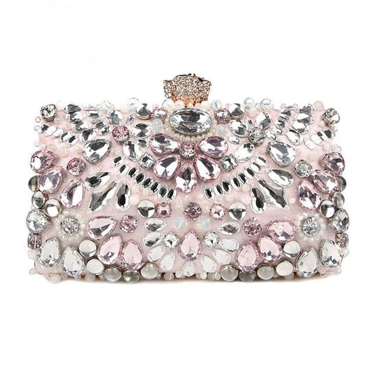 Rhinestone Evening Bags Diamond Clutches Wedding Handbags Pink