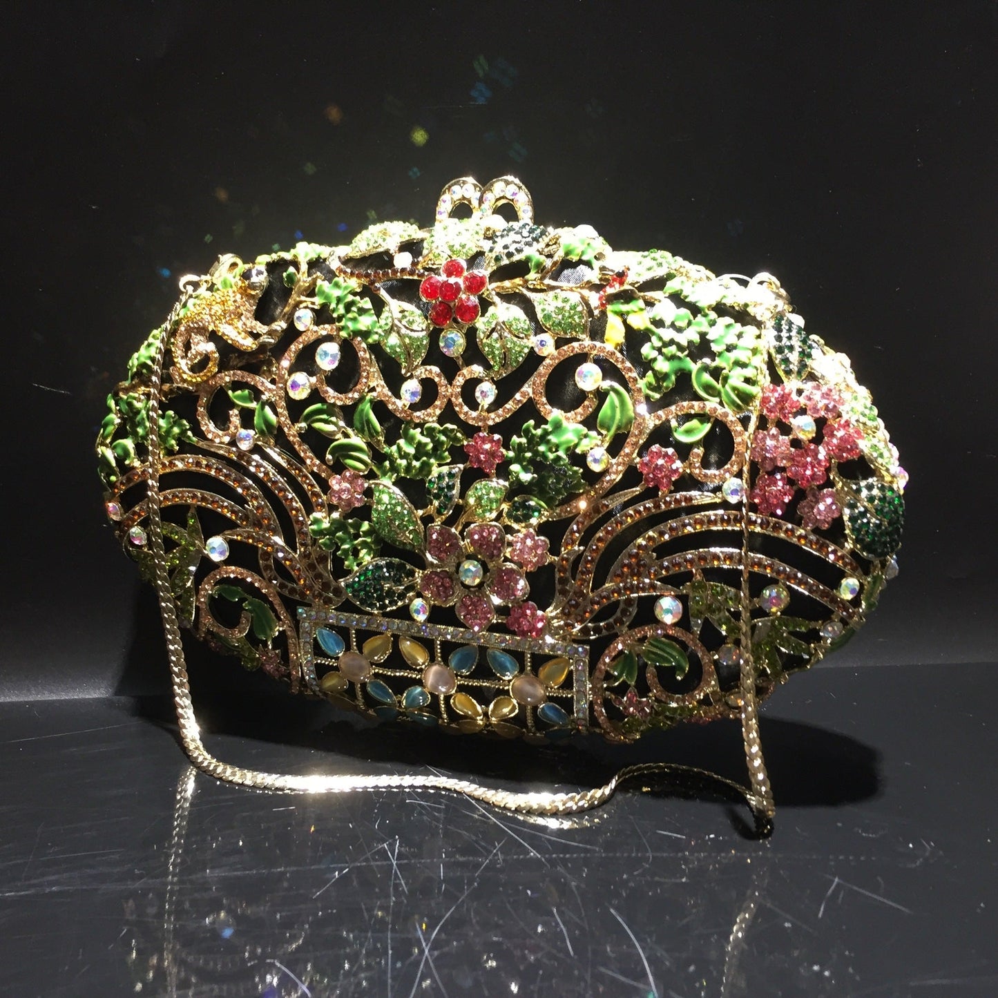 Rhinestone Evening Clutch Flower Exquisite Bag
