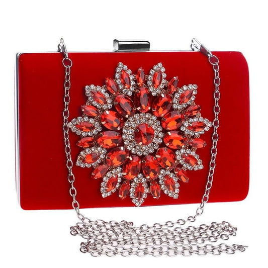 Rhinestone Evening Clutches for Weddings Suede Handbags
