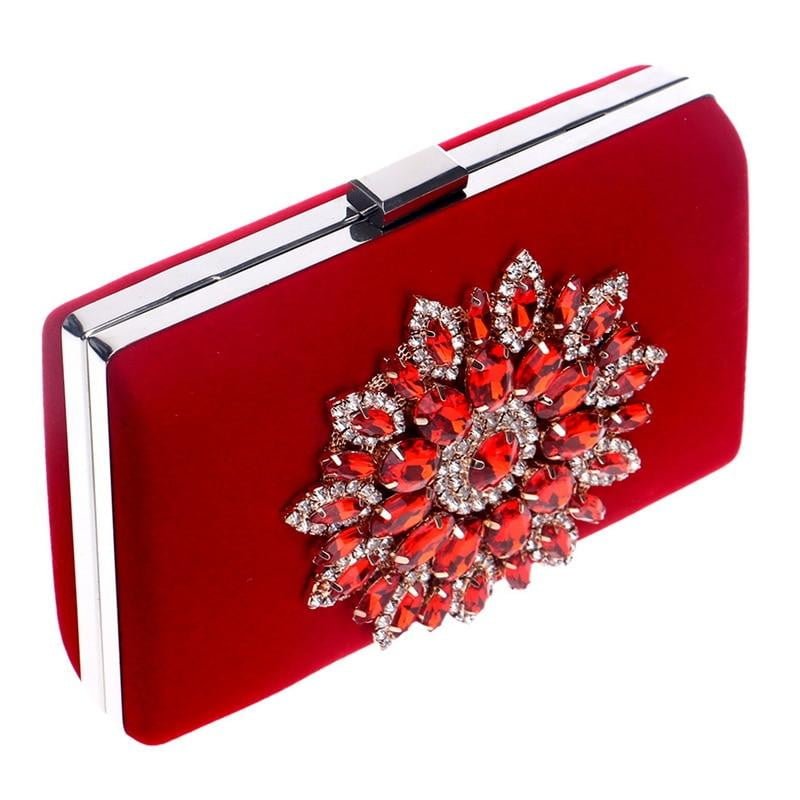 Rhinestone Evening Clutches for Weddings Suede Handbags