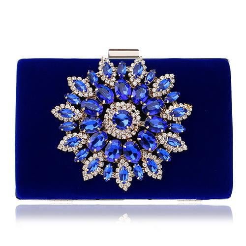 Rhinestone Evening Clutches for Weddings Suede Handbags