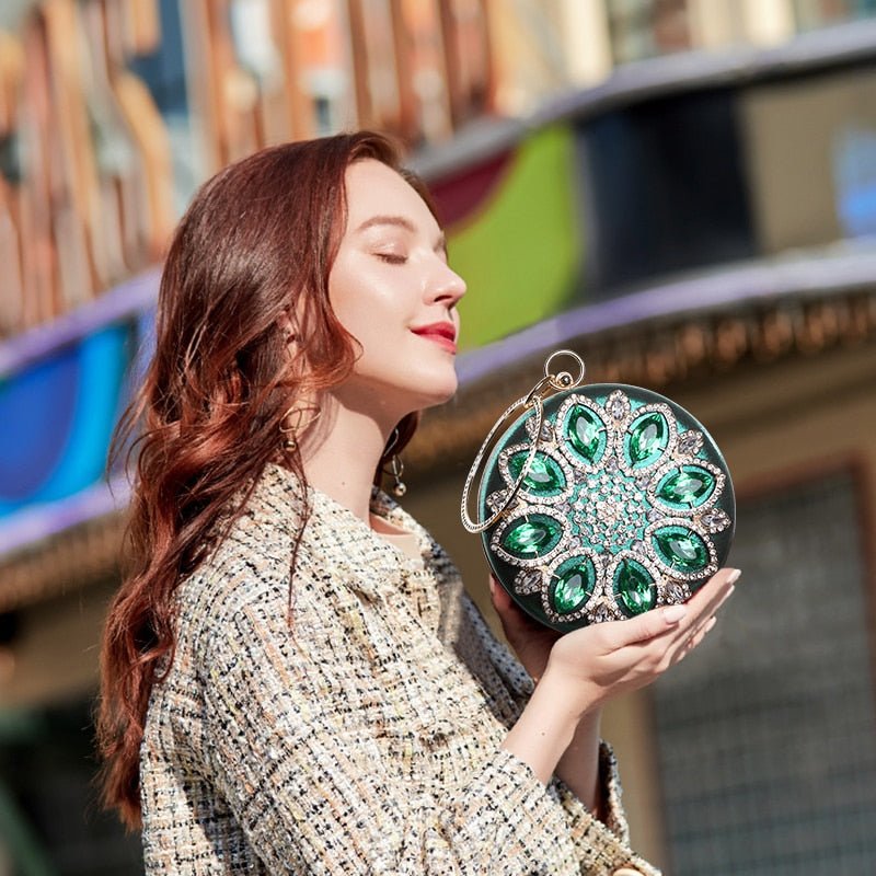 Round Evening Bag Diamond Clutch