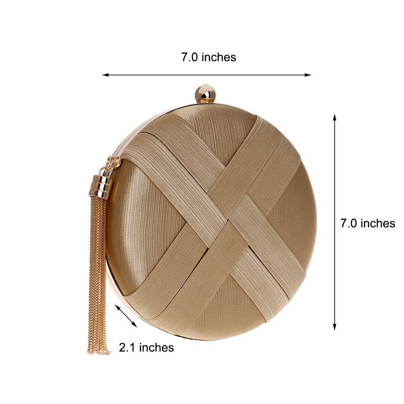 Round Women Stripe Weaving Evening Bags