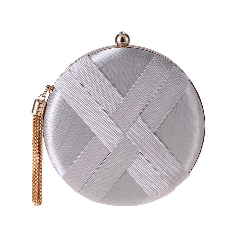 Round Women Stripe Weaving Evening Bags