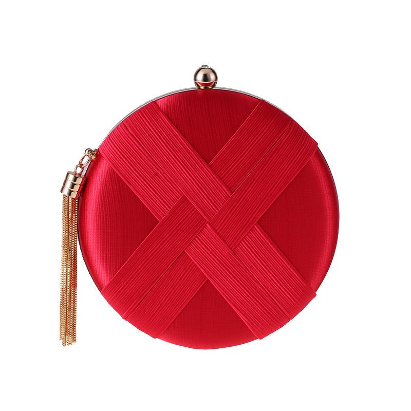 Round Women Stripe Weaving Evening Bags