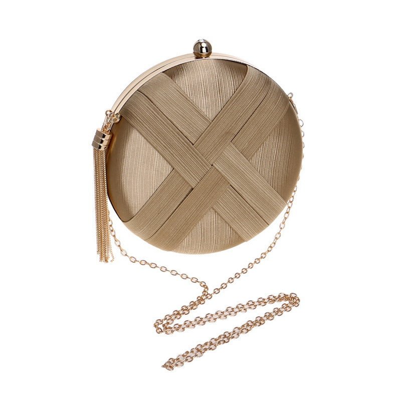 Round Women Stripe Weaving Evening Bags