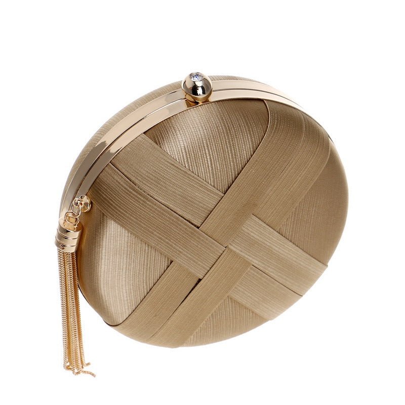 Round Women Stripe Weaving Evening Bags