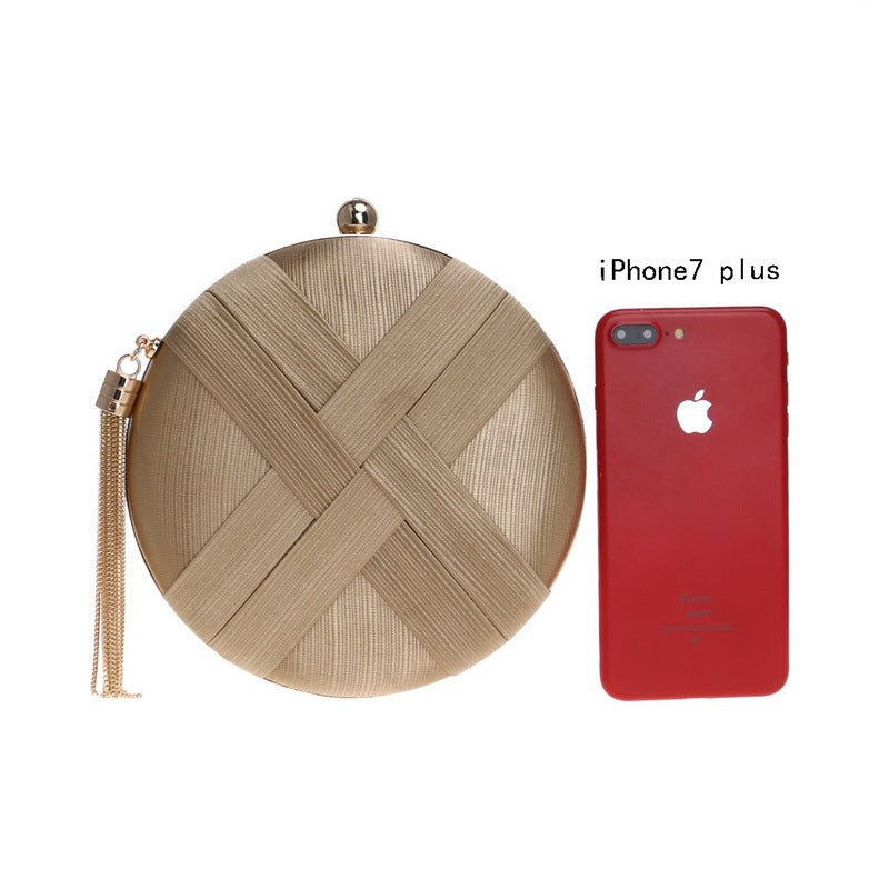 Round Women Stripe Weaving Evening Bags