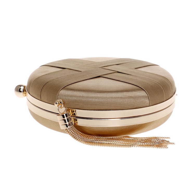 Round Women Stripe Weaving Evening Bags