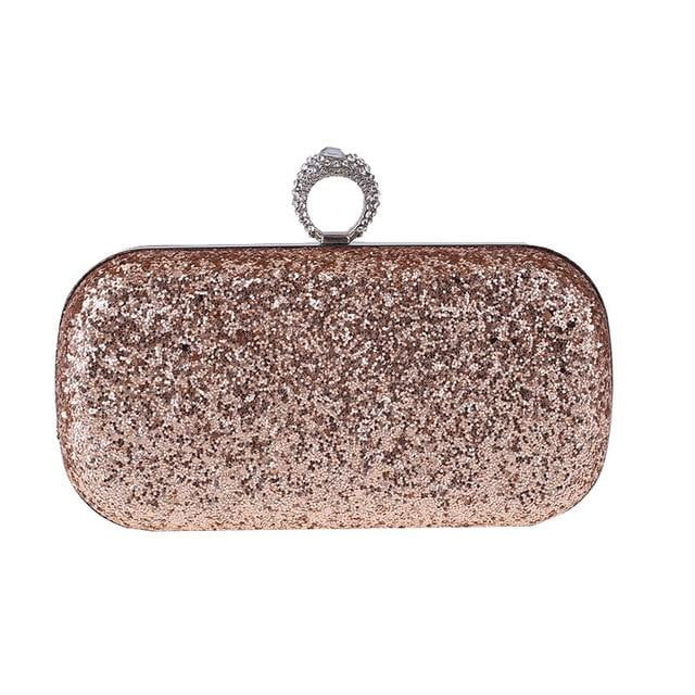 Sequin Evenging Bag Finger Rings Wedding Clutch