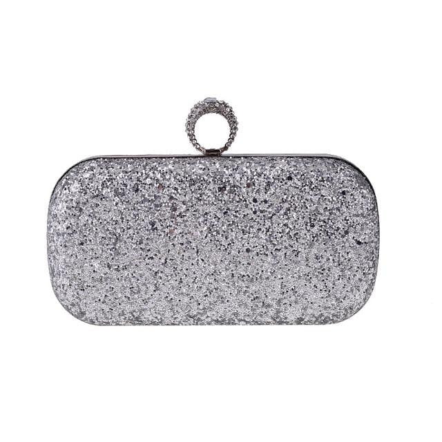 Sequin Evenging Bag Finger Rings Wedding Clutch