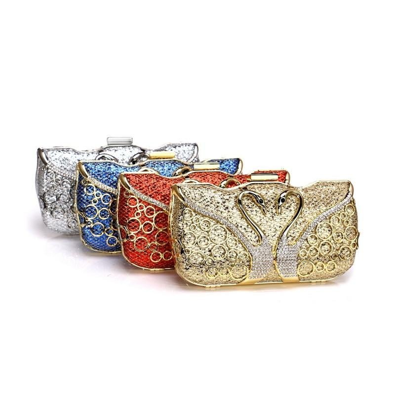 Sequin Evening Bags Elegant Swan Diamonds Clutch