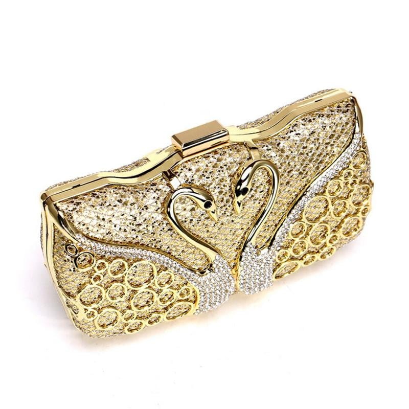 Sequin Evening Bags Elegant Swan Diamonds Clutch
