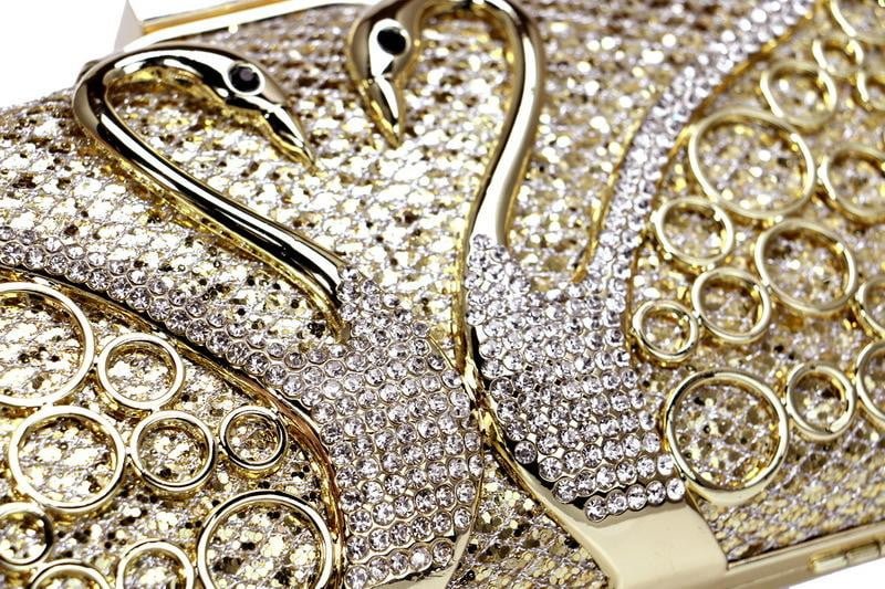 Sequin Evening Bags Elegant Swan Diamonds Clutch