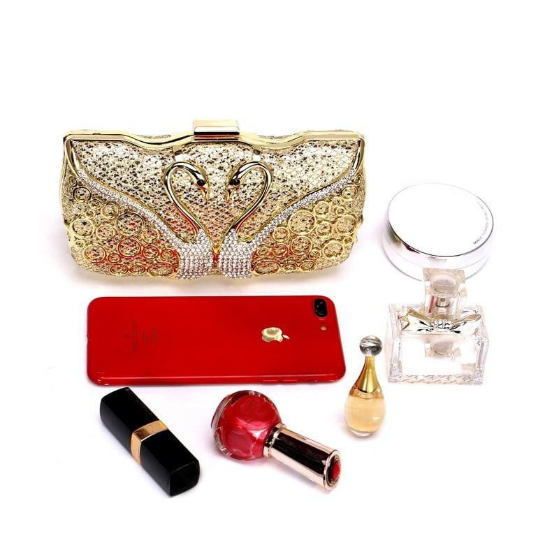 Sequin Evening Bags Elegant Swan Diamonds Clutch