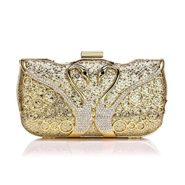 Sequin Evening Bags Elegant Swan Diamonds Clutch