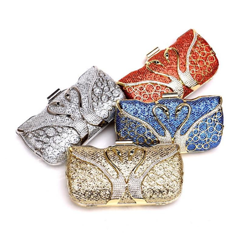 Sequin Evening Bags Elegant Swan Diamonds Clutch
