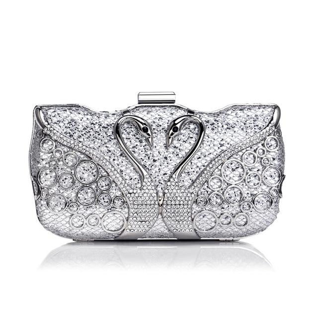 Sequin Evening Bags Elegant Swan Diamonds Clutch