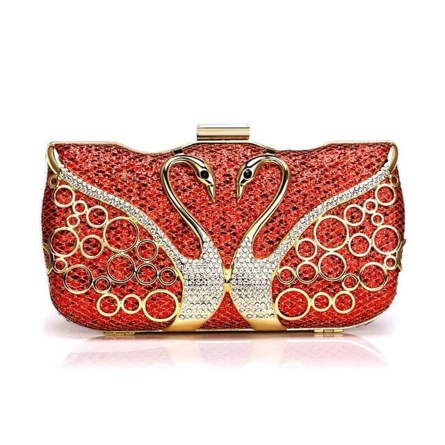 Sequin Evening Bags Elegant Swan Diamonds Clutch