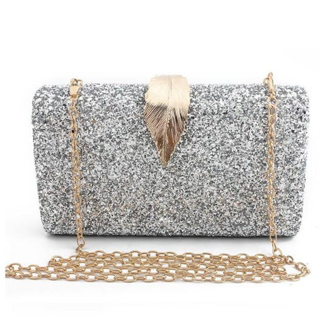 Sequin Evening Bags Glitter Leaf Decoration Clutches