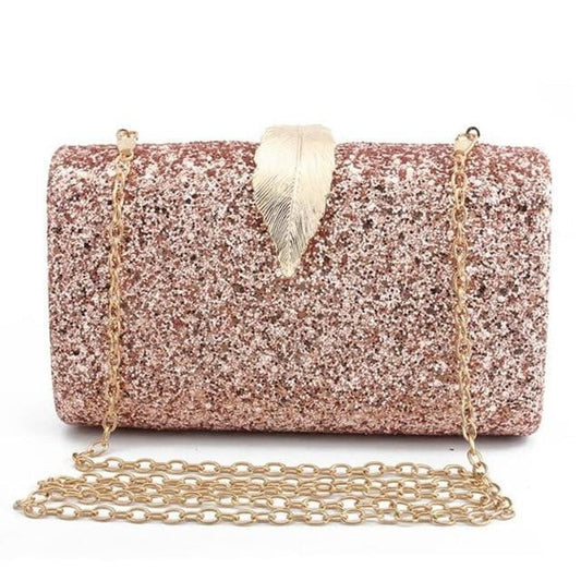 Sequin Evening Bags Glitter Leaf Decoration Clutches
