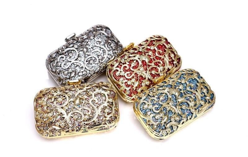 Sequin Evening Bags Metal Wedding Party Minaudiere Clutch