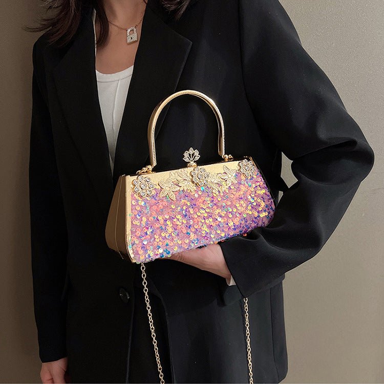 Sequined Banquet Evening Bag with Handle