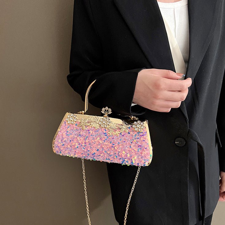 Sequined Banquet Evening Bag with Handle