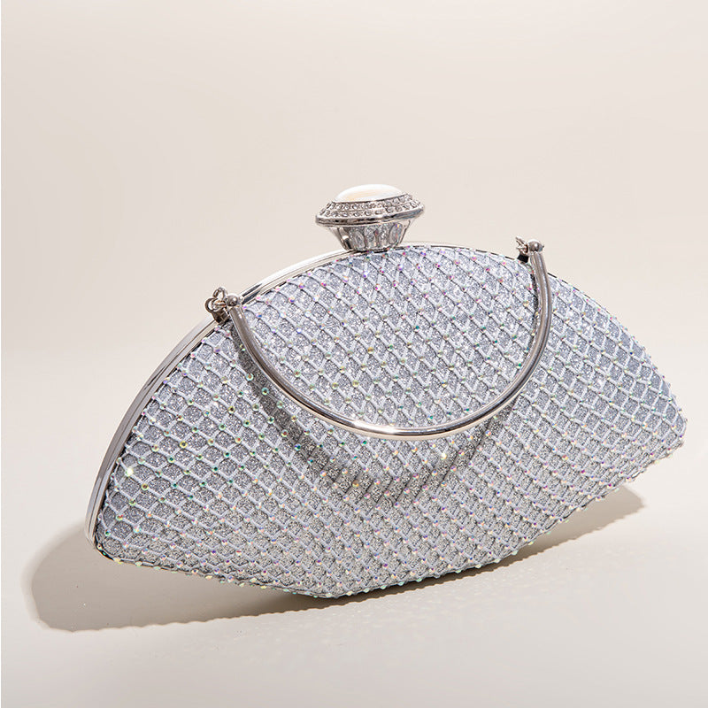 Shell Shape Rhinestone Evening Bag