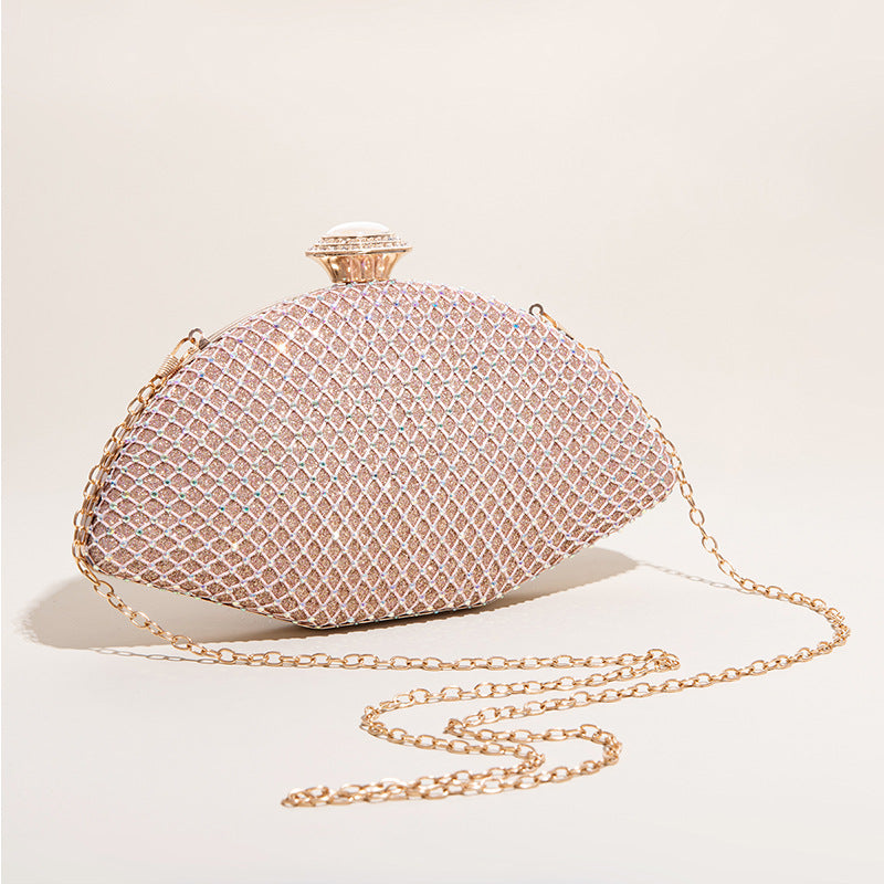 Shell Shape Rhinestone Evening Bag