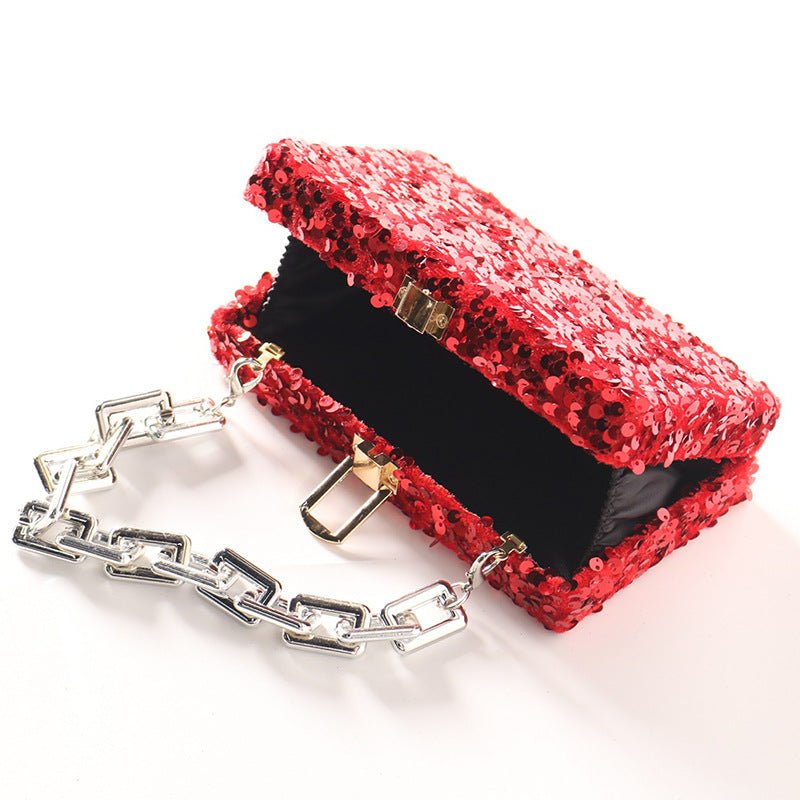 Square Elegant Sequined Evening Clutch Purse
