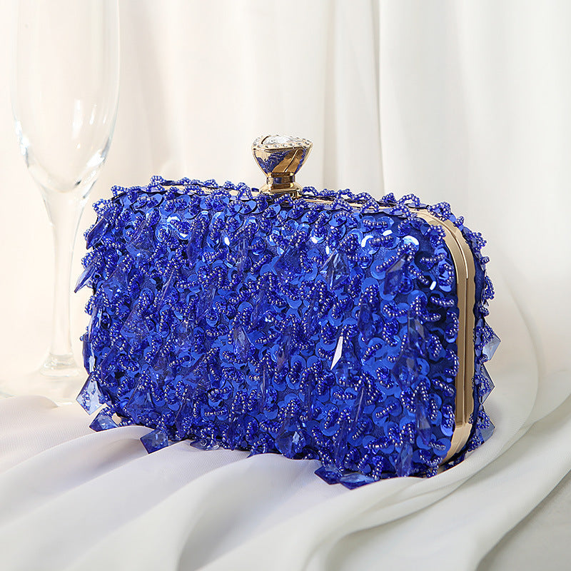 Square Exquisite Beaded Sequin Evening Clutch