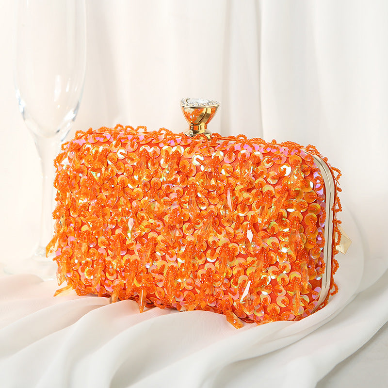 Square Exquisite Beaded Sequin Evening Clutch