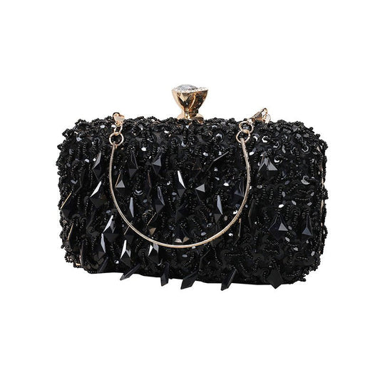 Square Exquisite Beaded Sequin Evening Clutch