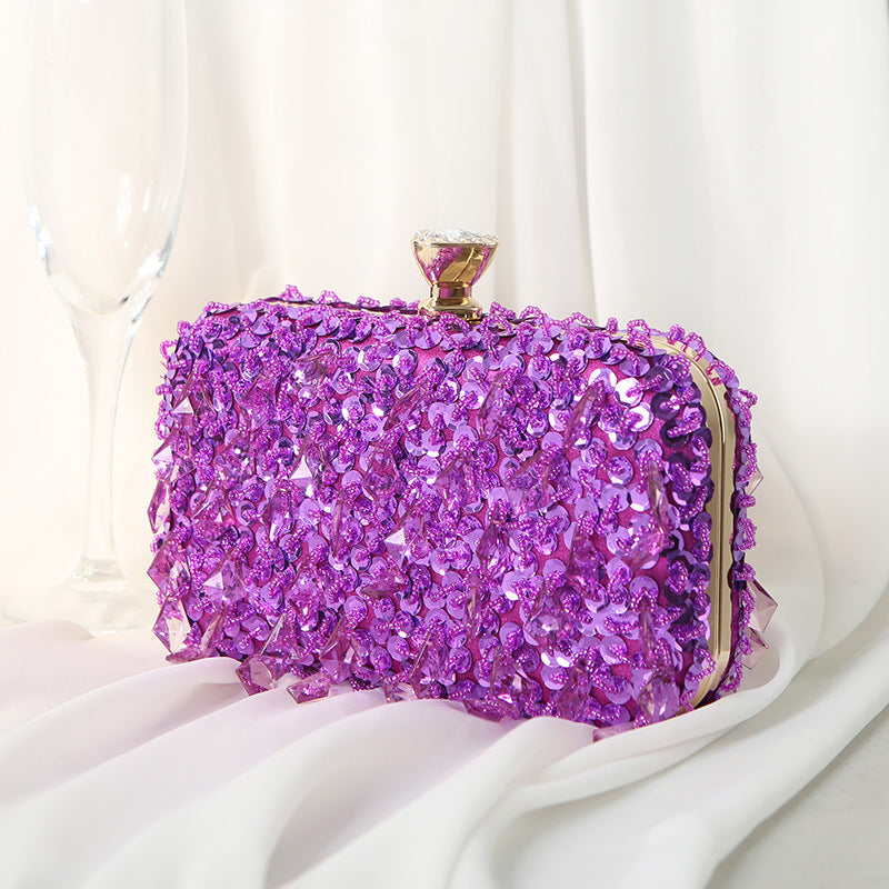 Square Exquisite Beaded Sequin Evening Clutch