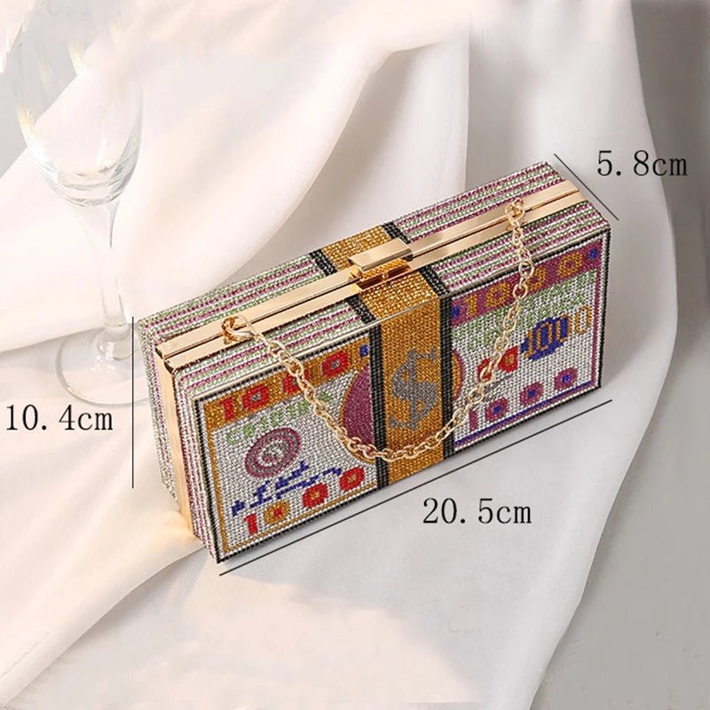 Stack of Cash Clutch Purses Women Crystal Evening Bags