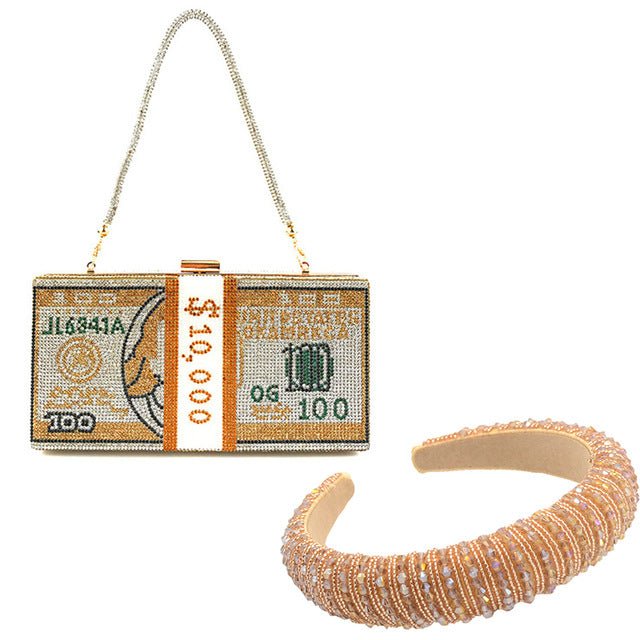 Stack of Cash Clutch Purses Women Crystal Evening Bags