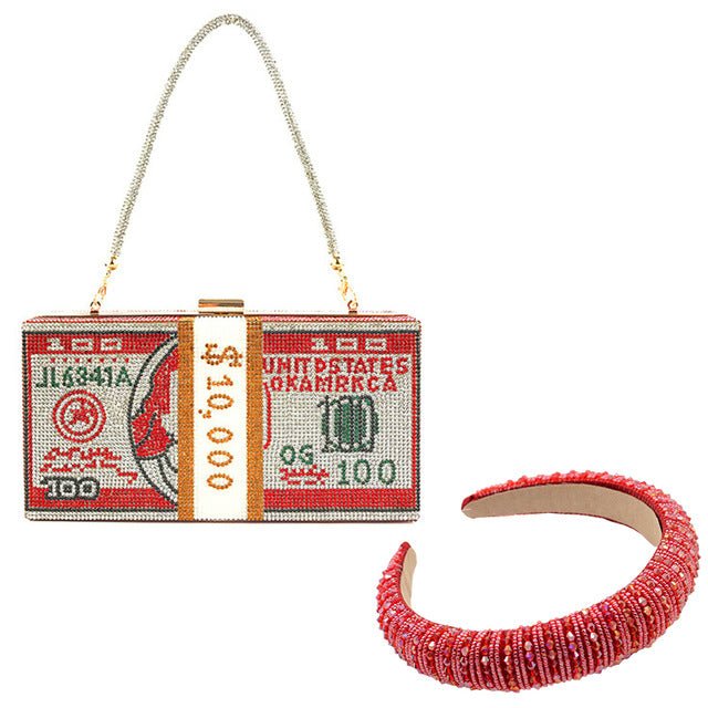 Stack of Cash Clutch Purses Women Crystal Evening Bags