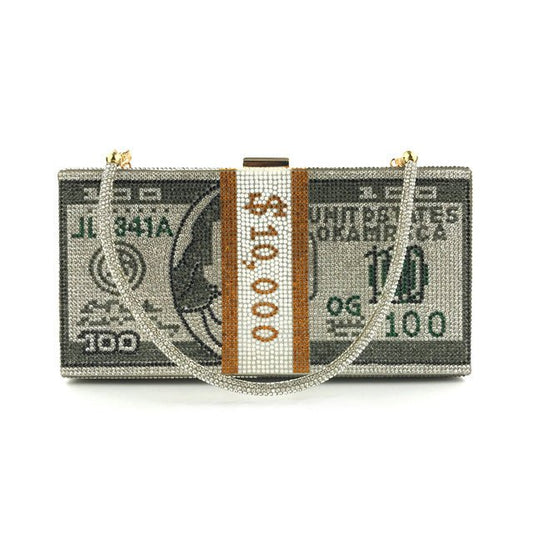 Stack of Cash Clutch Purses Women Crystal Evening Bags